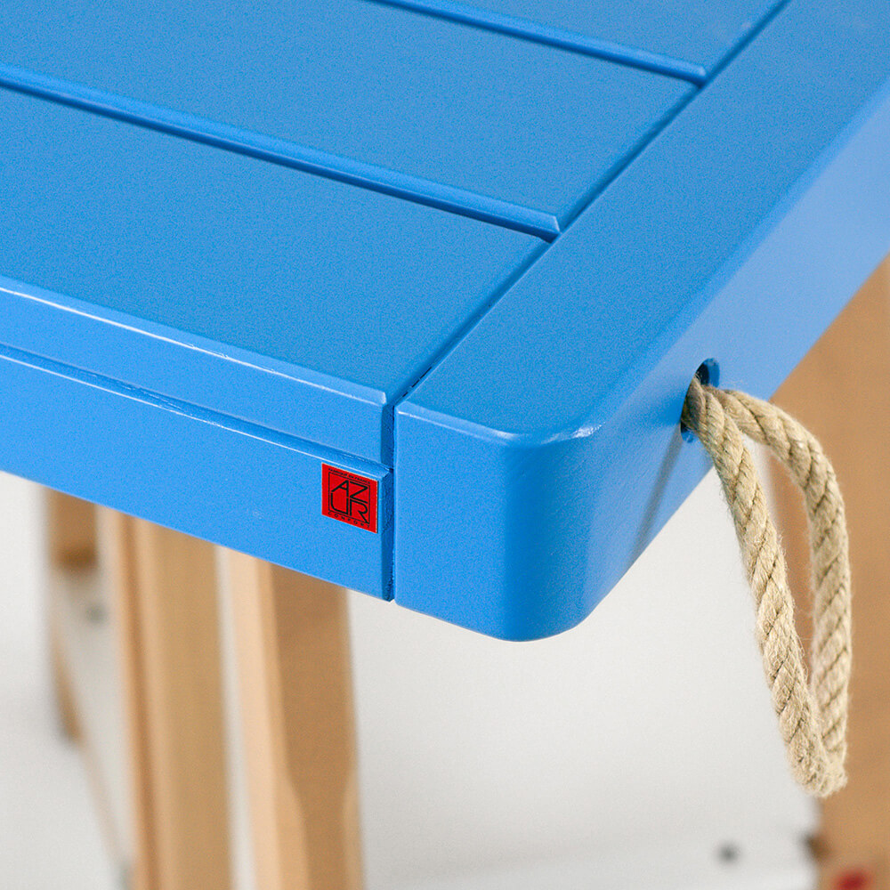 table mange-debout H90 DAIRI - lasure naturel_bleu azur -zoom2