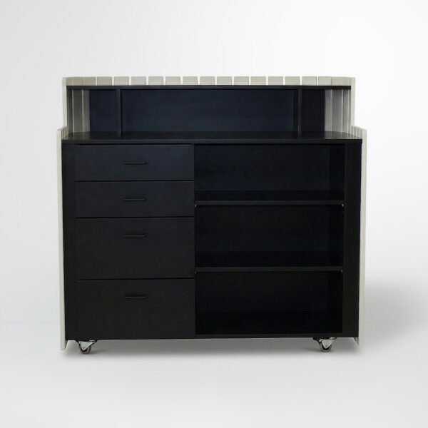 comptoir accueil bois rangement 130cm restauration hotellerie