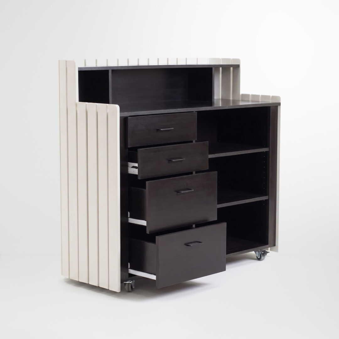 comptoir accueil bois rangement 130cm restauration hotellerie